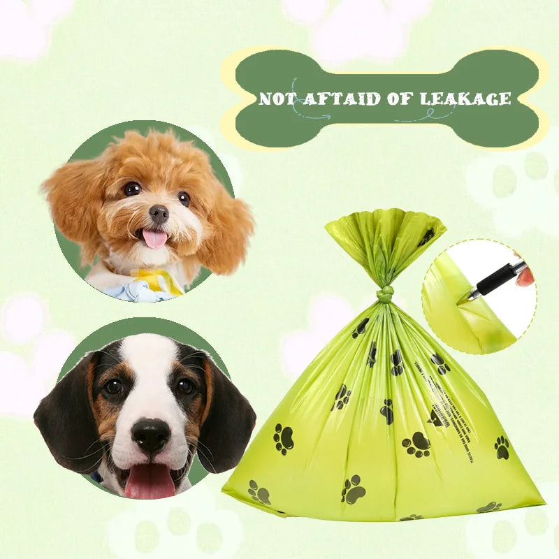 10Pcs Extra Thick Dog Poop Bags (22x30cm), Leak-Proof Paw Print Pet Waste Bags — alternate view